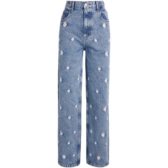 Sandro Flower Embroidered Ankle Jeans in Blue Jean Size 40 - Picture 3 of 13